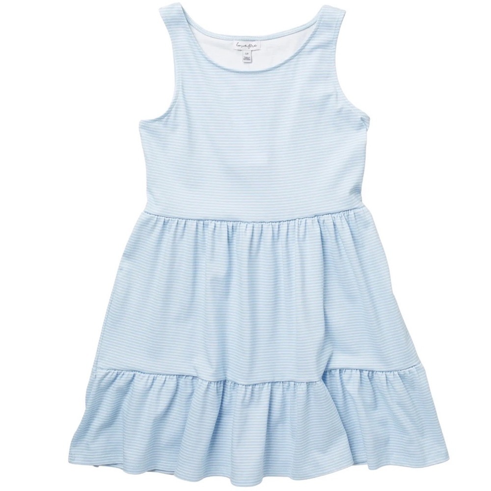 NWT tired‎ tank blue and white stripe dress size large